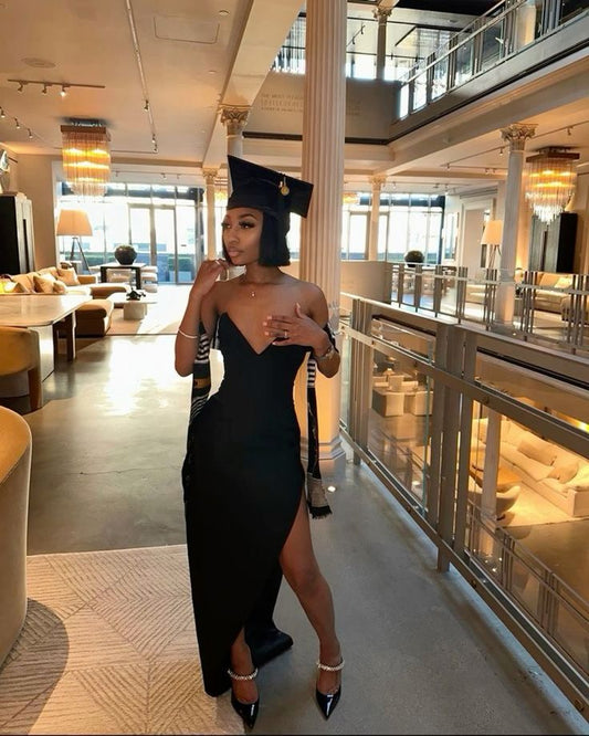 Black Sleeveless Party Prom Dress Graduation Gown fg5954