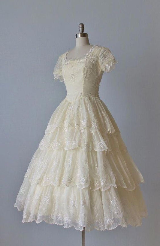 Vintage A-Line Short Prom Dress Chic Evening Gown with Sleeve fg5780