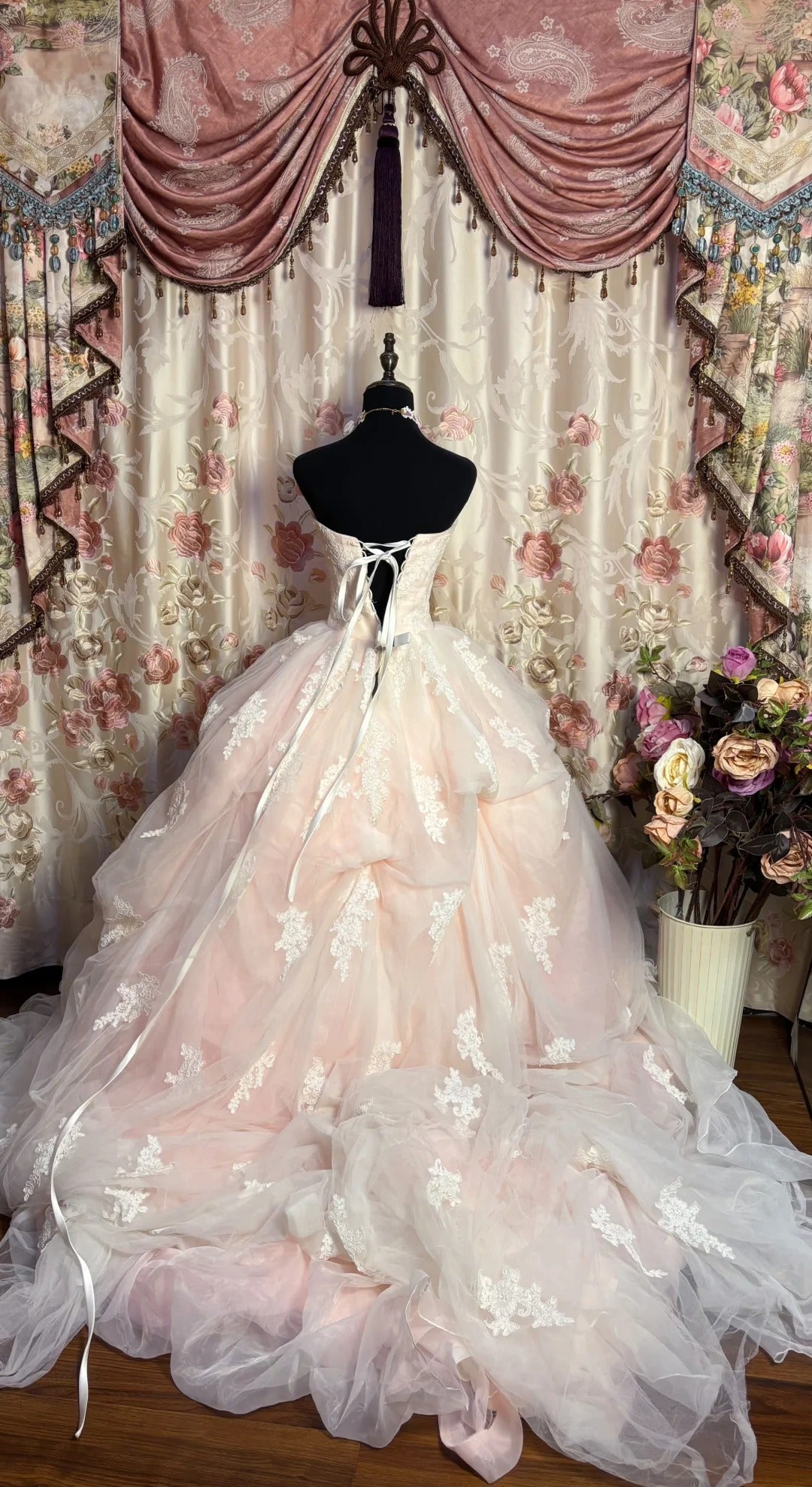 A Line Ball Gown Strapless Long Prom Dresses Vintage Formal Evening Dress fg7592