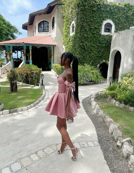 Pink Off Shoulder A Line Homecoming Dress Short Birthday Party Dress fg7721