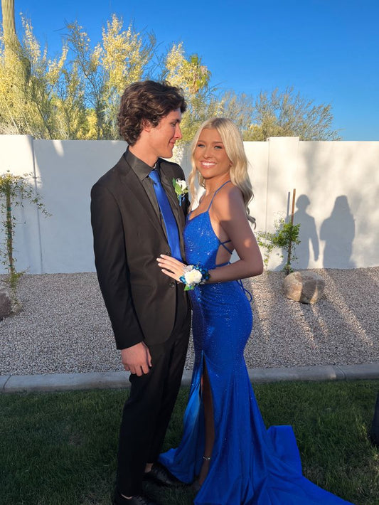 Royal Blue Prom Dresses Long Evening Dresses With Slit fg2151