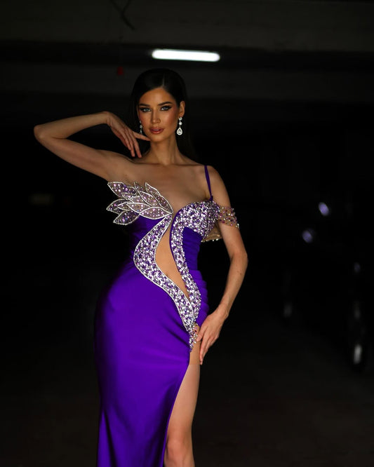 Sleeveless Spaghetti Straps Keyhole Beads Mermaid Prom Dress