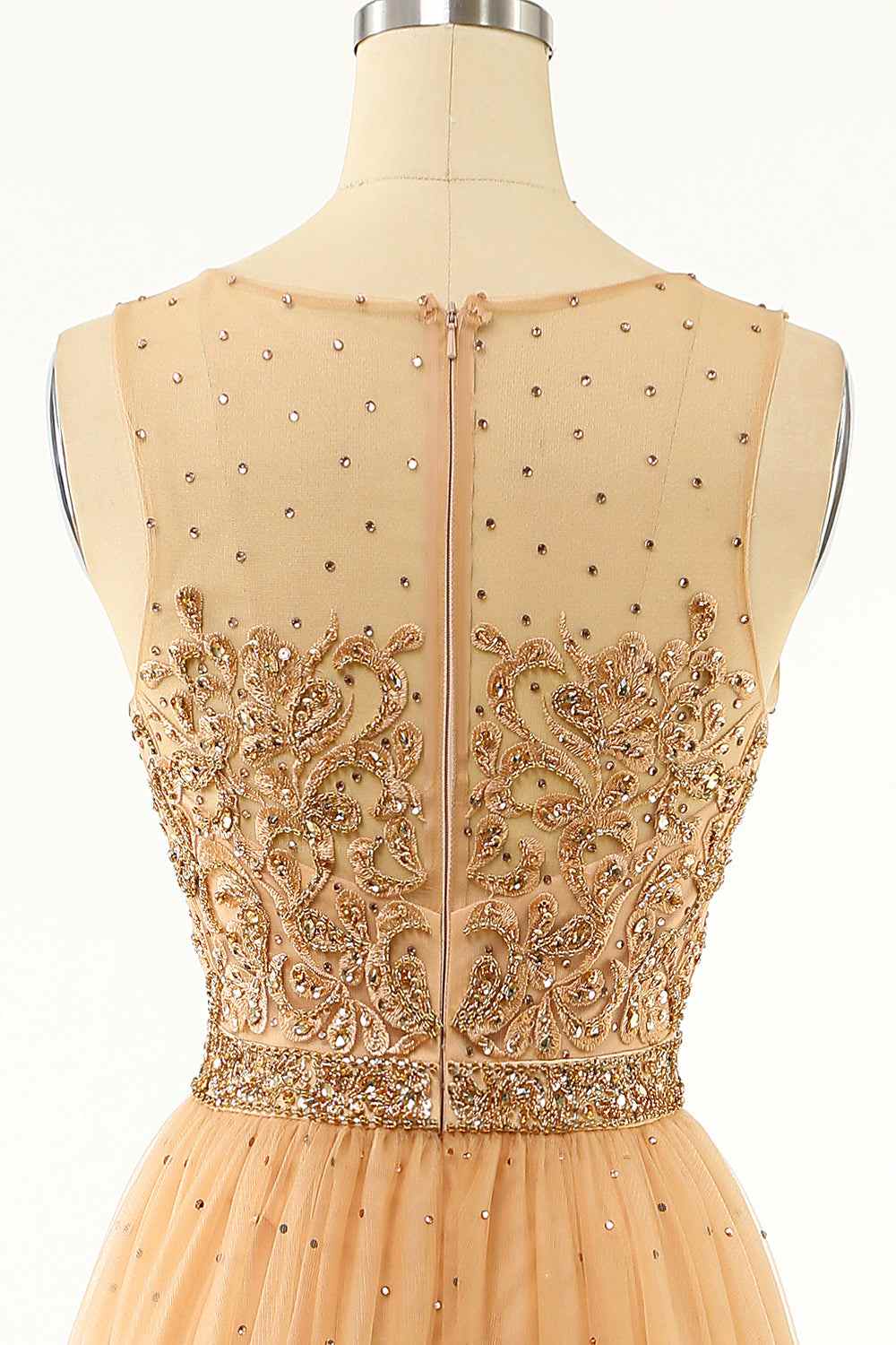 Round Sleeveless Empire A-Line Appliques Prom Party Dress