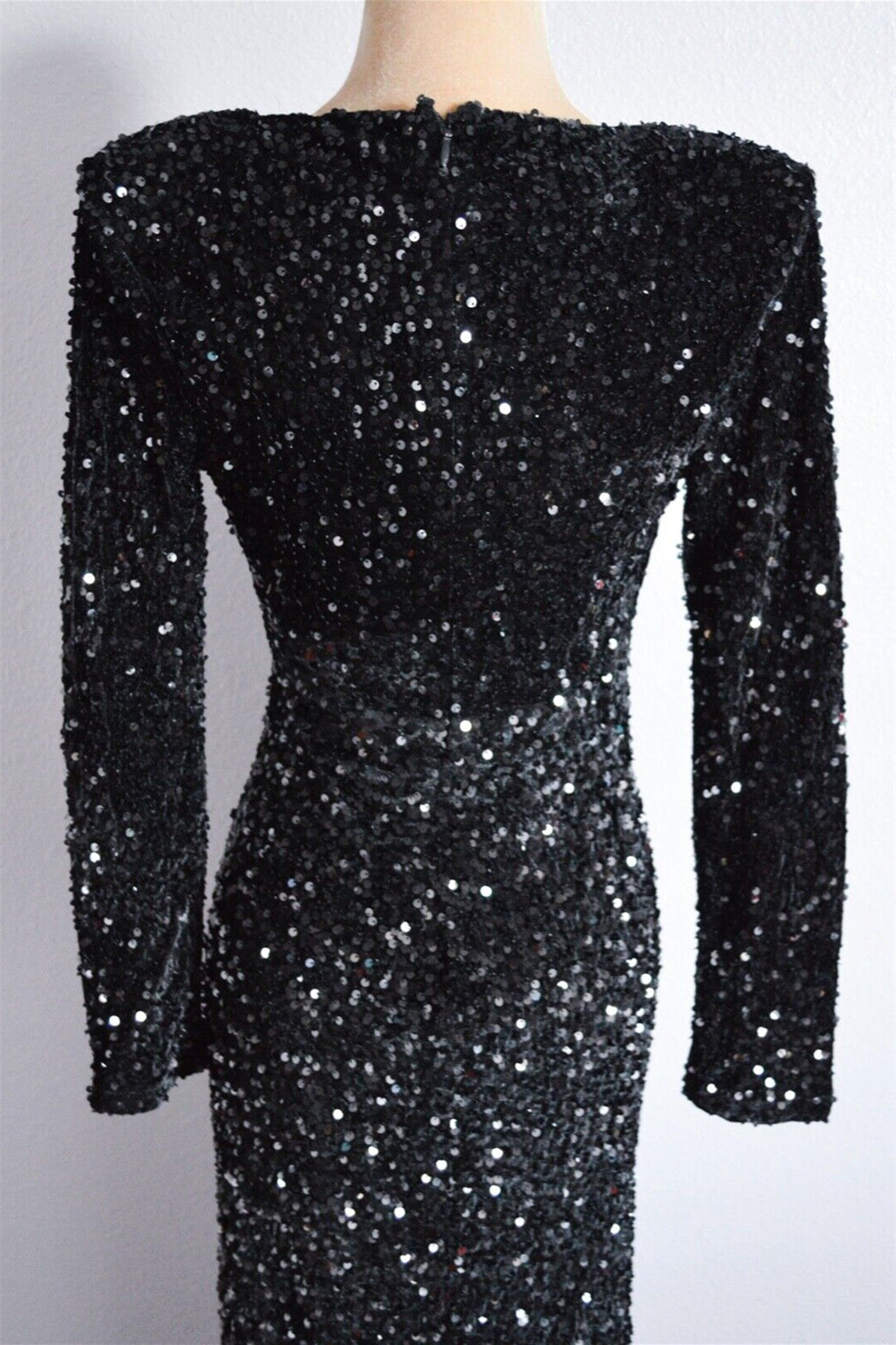 Long Sleeves Empire V-Neck Fully Sequin Party Prom Dress