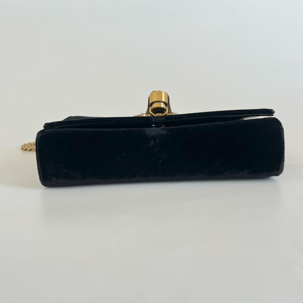 Saint Laurent Black Velvet Kate Tassel Bag