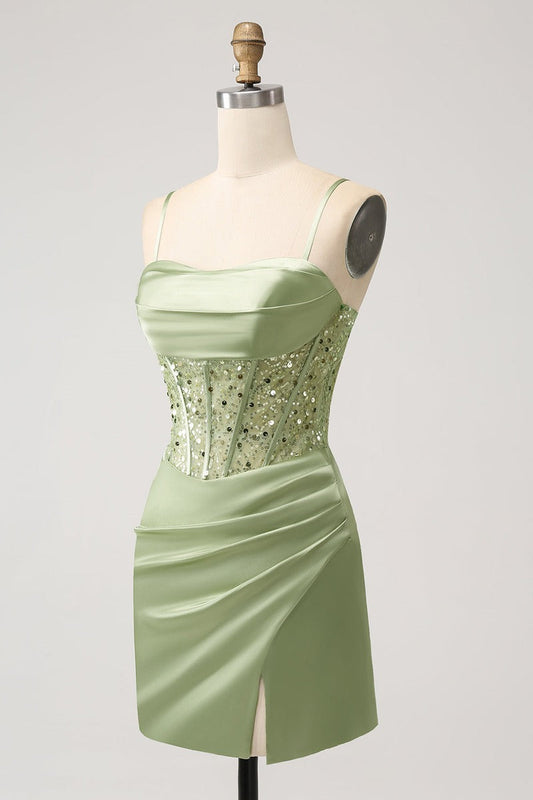 Sweetheart Green Ruched Bodycon Homecoming Dress