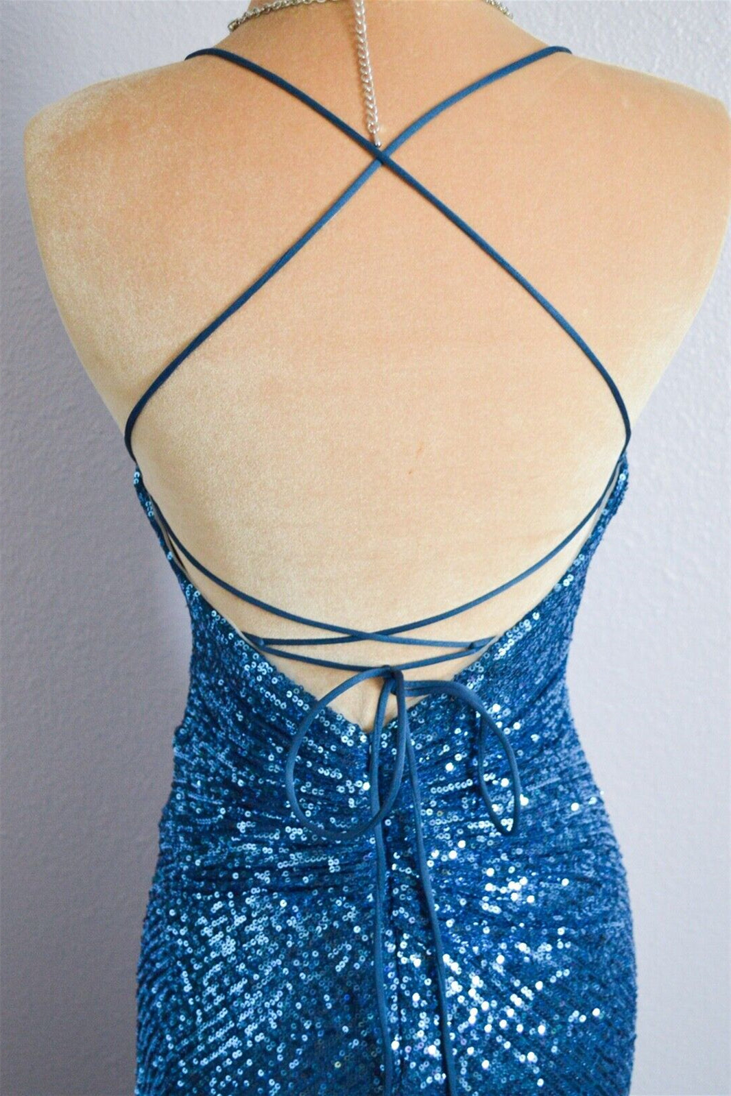 V-Neck Sleeveless Ruched Empire Mermaid Party Prom Dress