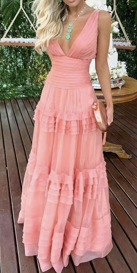 Sweet Falbala Floor-Length Layered Dress Long Prom Dress SH744