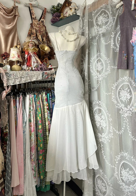Elegant Homecoming Dress Spaghetti Strap Aplique Rinestone Tulle Hi-Lo Prom Dress Back to School Outfits Party Dress D6186