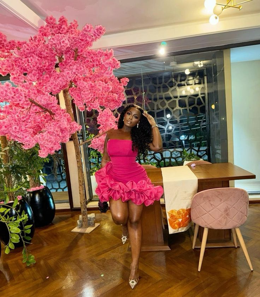 Hot Pink Sheath Satin Strapless Short Homecoming Dress Party Dress SH1497