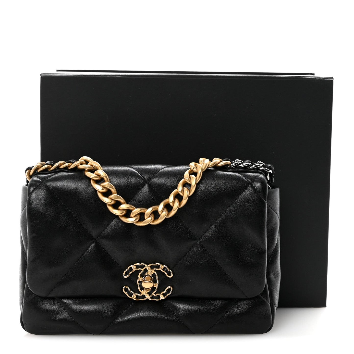 Lambskin Quilted Medium Chanel 19 Flap Black