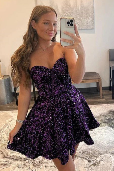 A-Line/Princess Sweetheart Sleeveless Short Homecoming Dresses