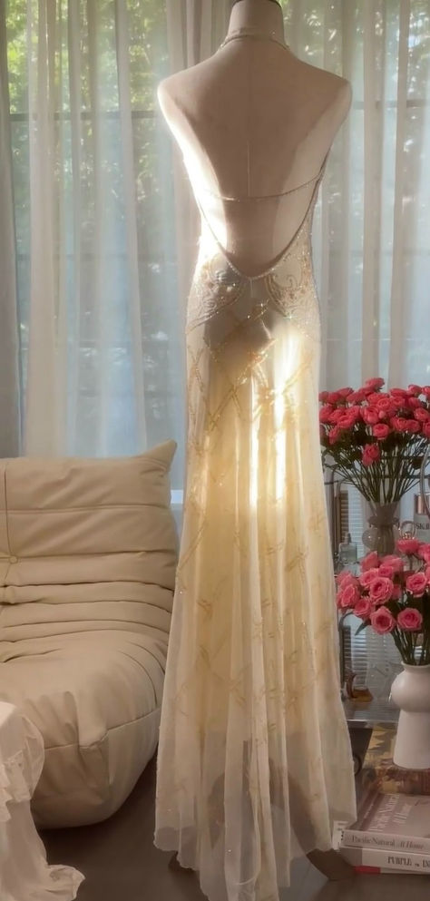 Elegant Sheath Halter Beaded Ivory Chiffon Long Prom Dress Graduation Prom Dress SH2563