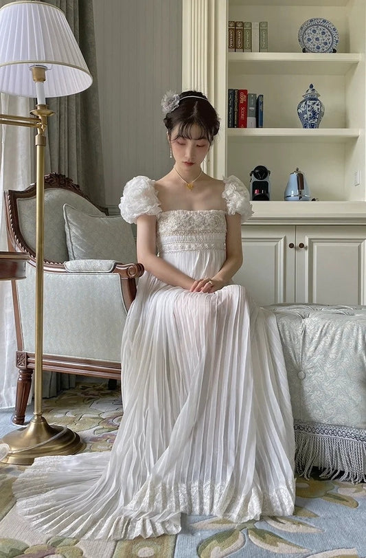 Charming Prom Dress Square Neck Pleated Imperial Dress Evening Dresses Formal Dress D4682