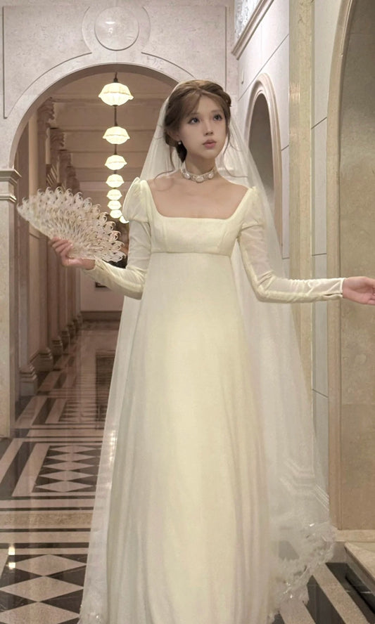 Charming Wedding Dress A Line Square Neck Wedding Dress D4685