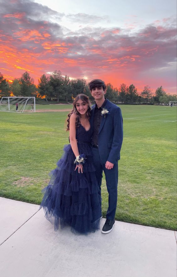 Navy blue prom dress Evening Gown Long Prom Dresses fg3187