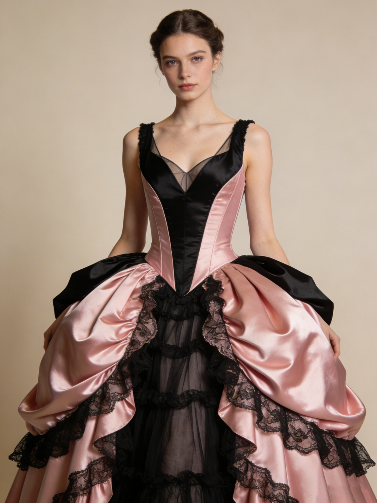 Chic Ball Gown Black Pink Straps Pleated Lace Prom Dresses Quinceanera Dress Evening Gala Gown D4833
