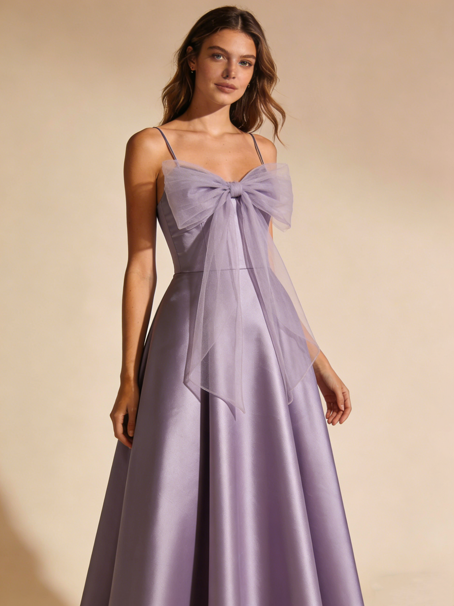 A Line Prom Dress Light Purple Spaghetti Straps Tulle Birthday Party Outfits Gala Dress Evening Gown D4837
