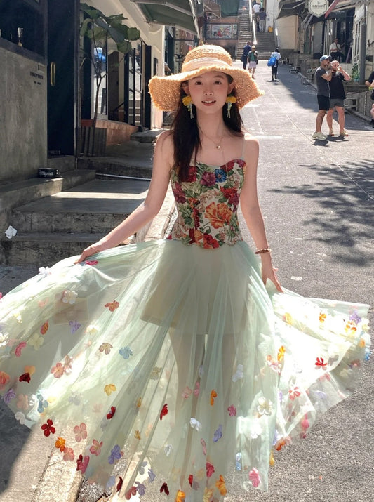 Colorful Prom Dress Sweetheart Tulle Floral Birthday Party Outfits Evening Gown Gala Dress D4893