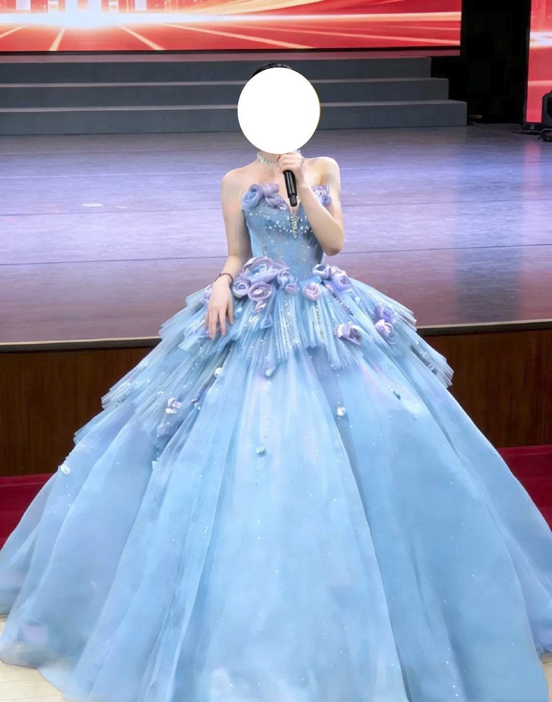 Chic Ball Gown Light Blue Sweetheart Evening Gala Gown Prom Dresses Quinceanera Dress D4894