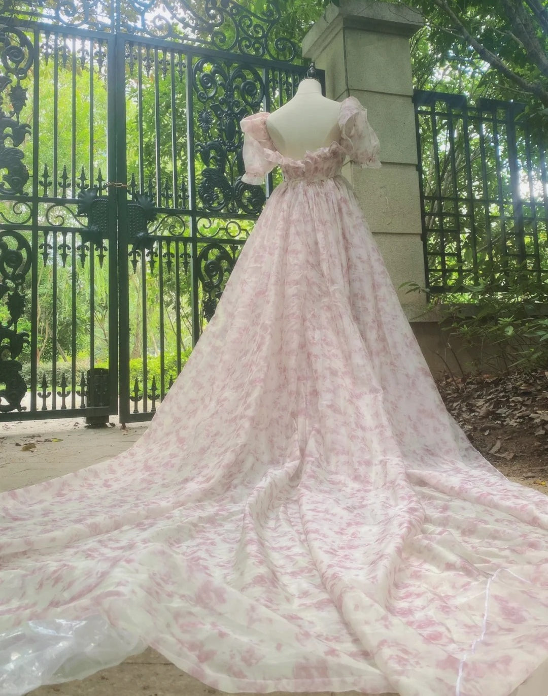 Charming Prom Dress Square Neck Print Pleated Evening Dress Gala Gown Cocktail Outfits D4978