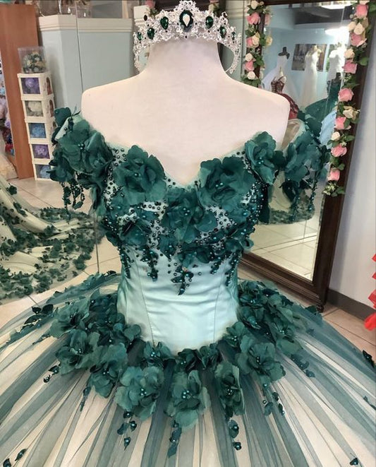 Green quinceañera dress Ball Gown Prom Dresses Evening Gown fg2867