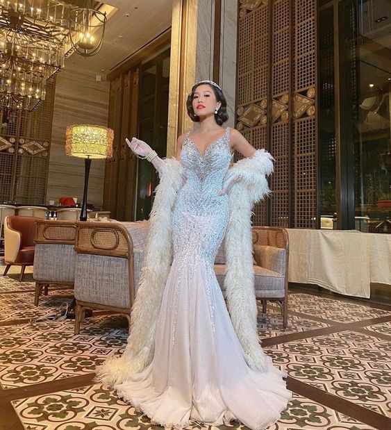 High quality white long prom dress evening dress fg2886