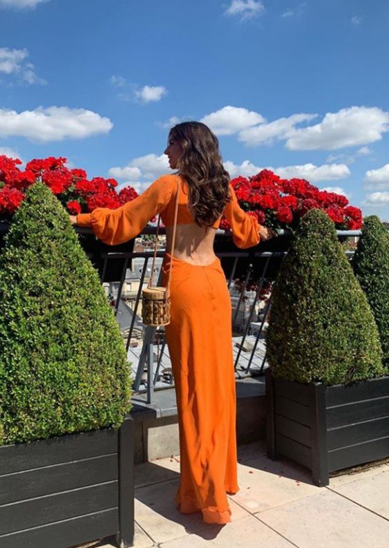 Simple orange evening dresses, long prom dress fg3040