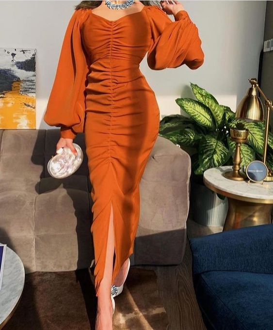 Vintage Orange Fashion Prom Dress fg2977