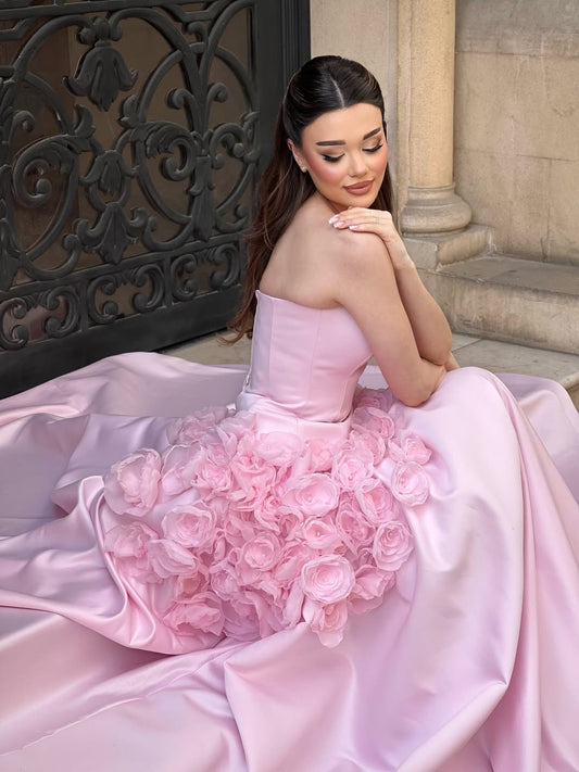 Charming Sleeveless Square A-Line Evening Dress With Handmade Flower
