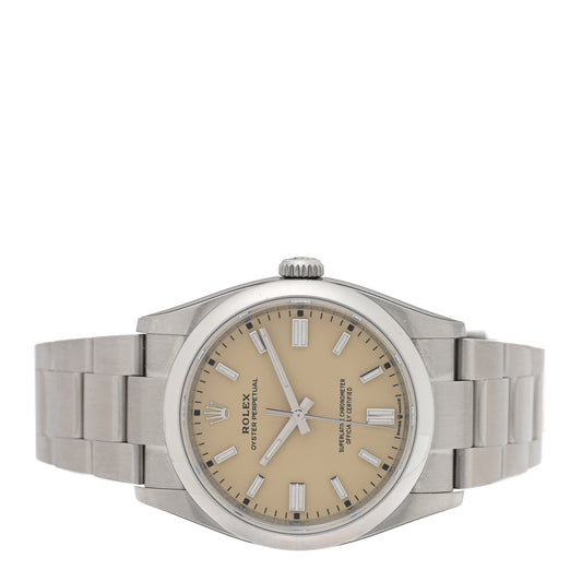 Stainless Steel 36mm Oyster Perpetual Watch Beige 126000