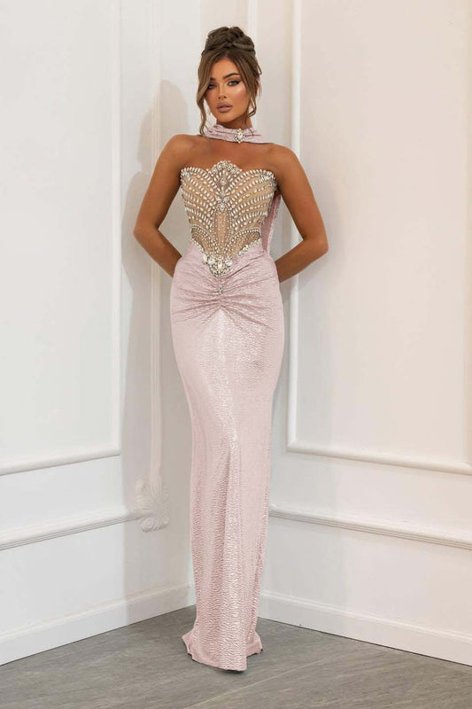 Sleeveless Strapless Mermaid Prom Dress With Beads