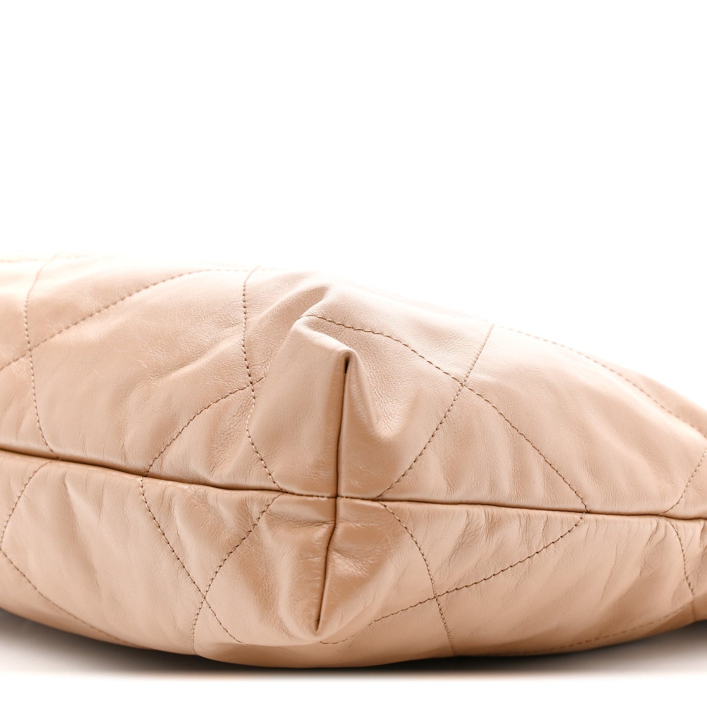 Shiny Calfskin Quilted Small Chanel 22 Beige