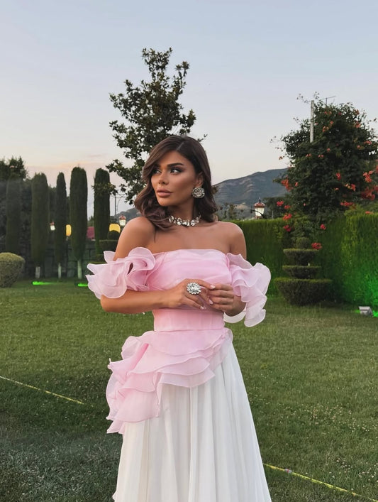 Chic Sleeveless Off Shoulder A Line Long Prom Dress With Pleated