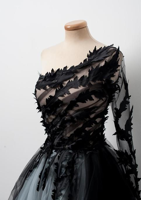 Black One Shoulder Tulle Long Prom Dress Evening Dress SH1040