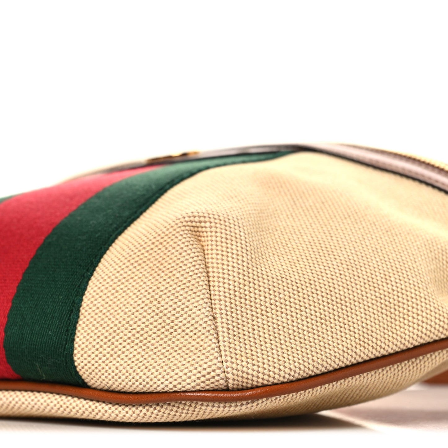 Vintage Canvas Web Belt Bag Sand Cuir