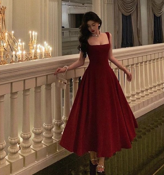 A-line Burgundy Prom Gown Party Dresses fg6877