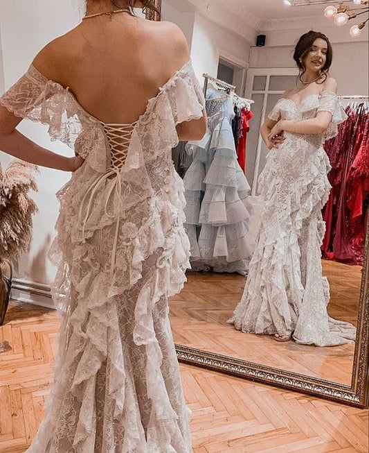Wedding Dresses Sleeveless Off The Shoulder Long Wedding Party Gowns Custom Made fg5103