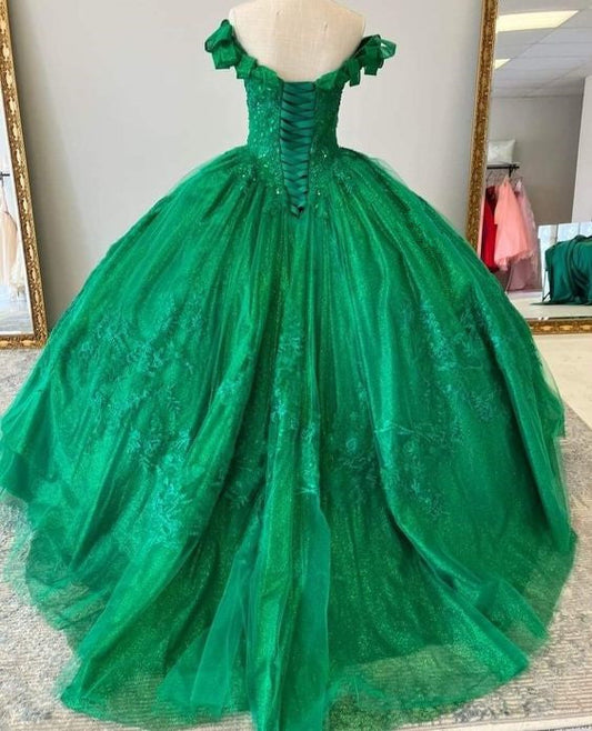 Green Quinceanera Dresses Sweet 16 Dresses Ball Gown Applique Tulle Birthday Gowns fg4569
