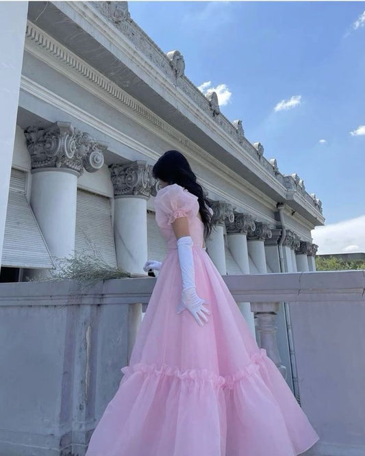 Vintage Pink A-line Prom Dress,Pink Princess Dress fg5427