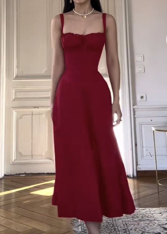 Solid Color Long Dress Sleeveless Party A line Prom Dress fg4866