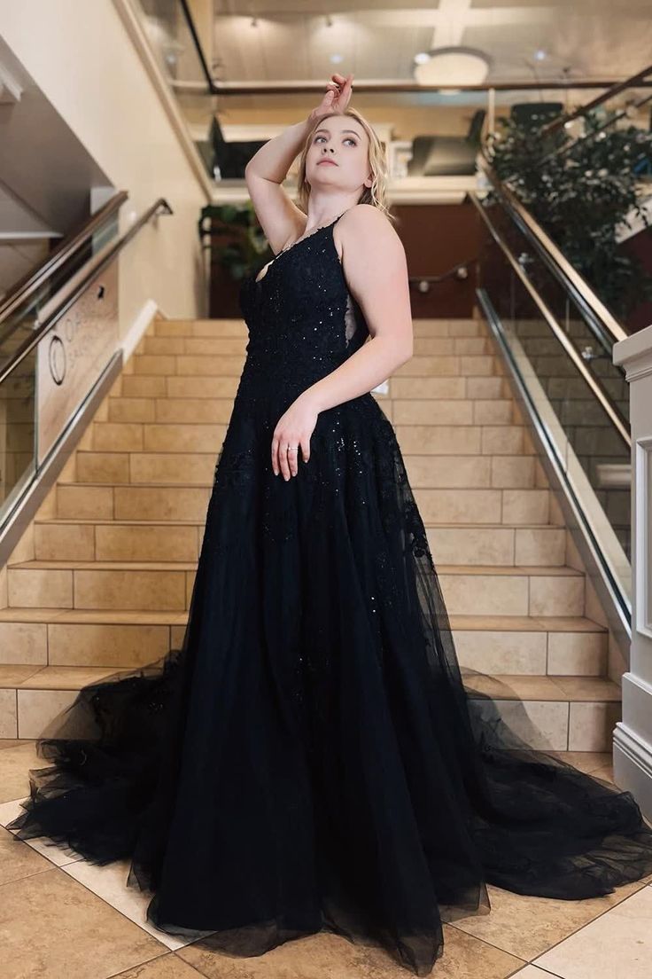 Spaghetti Straps A-Line Prom Dress With Appliques Party Dresses fg5373