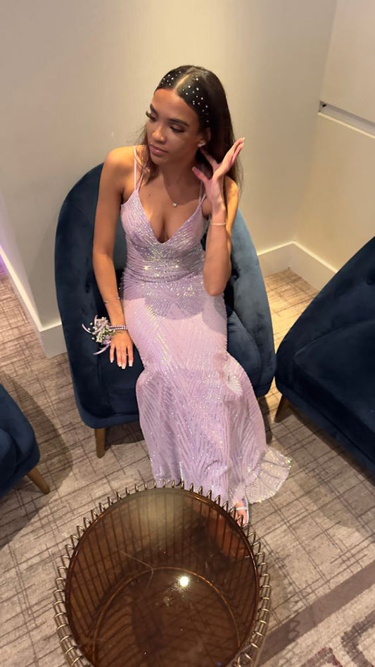 lilac prom dress Mermaid Long Formal Dresses fg5279
