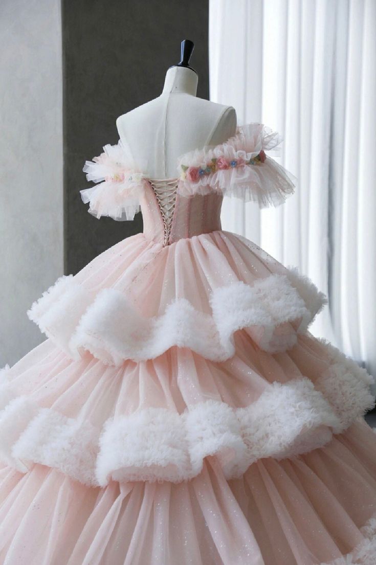 Ball Gown Off Shoulder Tulle Long Prom Dress, Sweet 16 Dress fg5465