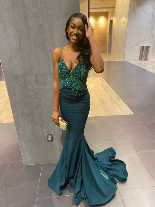Elegant Green Meramid Prom Dress Women Evening Party Fashion Gown fg5138