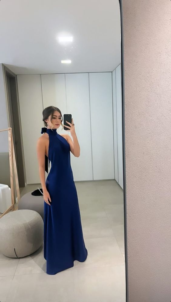 Simple Halter Neckline Prom Dress,Fashion Party Gown fg4769