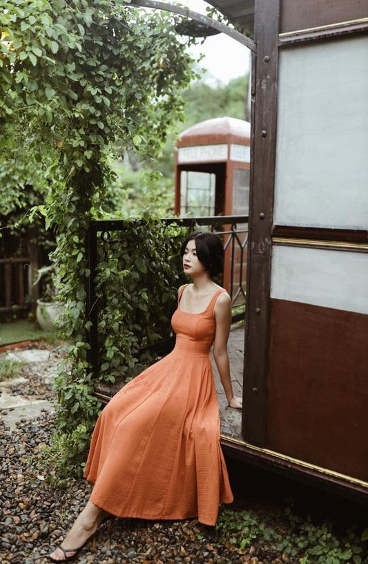 Simple A-line Prom Dress, Orange Evening Dress fg4543