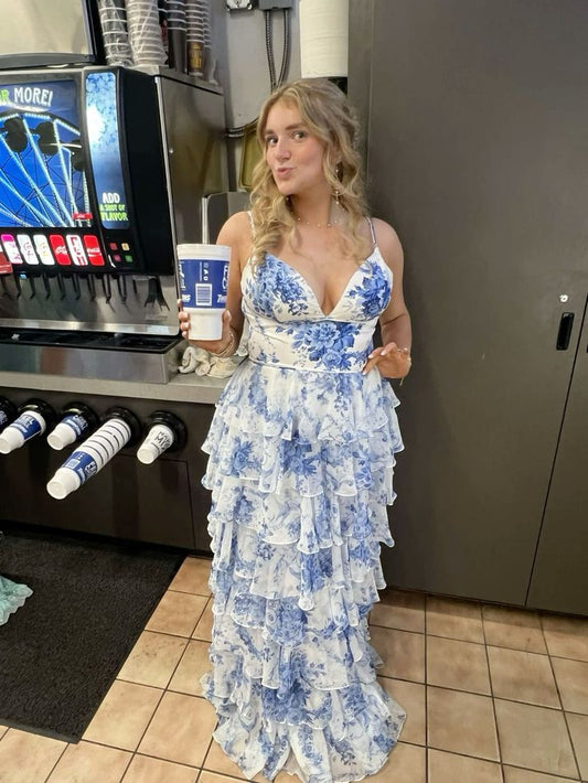 floral prom dress Long Prom Dress Senior prom gown fg5327