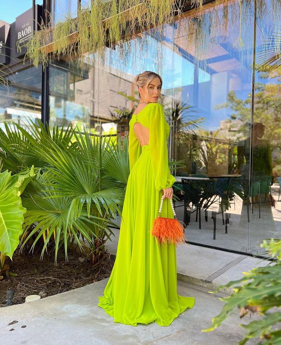 Evening Dresses Green A-Line Elegant Prom Gowns Party Dress fg4704