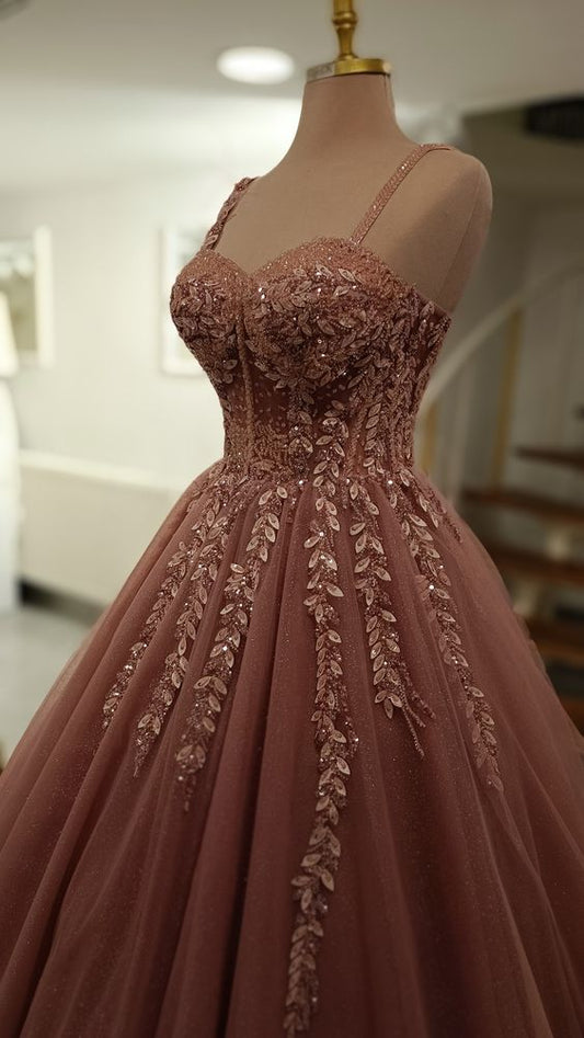 A-line Straps Tulle Prom Dress Birthday Party Dress Formal Occasion Gowns fg5236